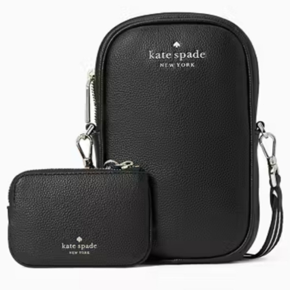 Black Leather Bag for cellphones, keys, credit cards, & change purse.